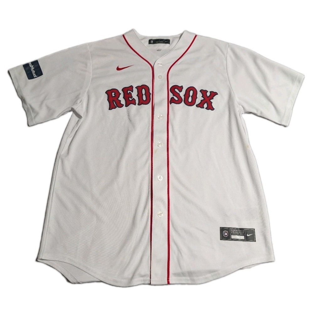 Nike Boston Red Sox Jersey Mens L White MLB Home MassMutual Patch Baseball